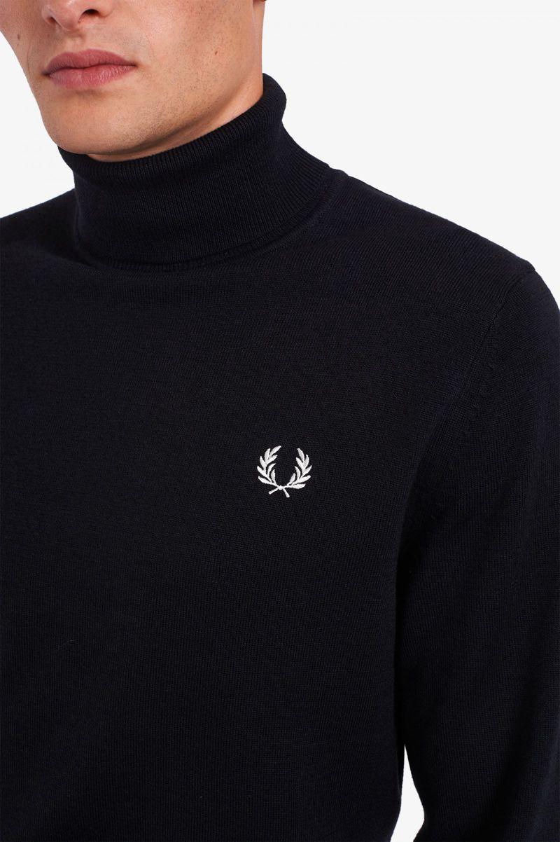 Black Fred Perry Roll Neck Jumper Men's Knitwear | PH 1318BEXC